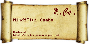 Mihályi Csaba névjegykártya