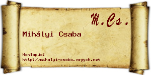 Mihályi Csaba névjegykártya